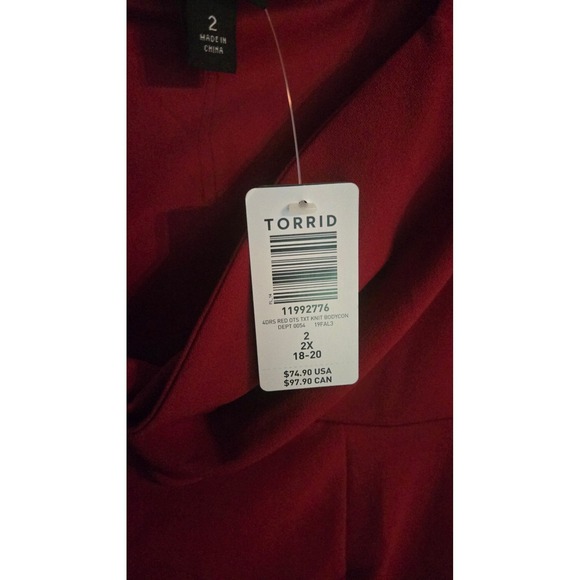 Torrid Dark Red (Wine) Bodycon Dress Knot Front Cocktail‎ Party Size 2x NWT $75 - Picture 4 of 6